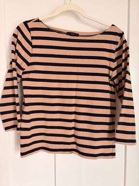 J. Crew Striped Boatneck Quarter Sleeve Top